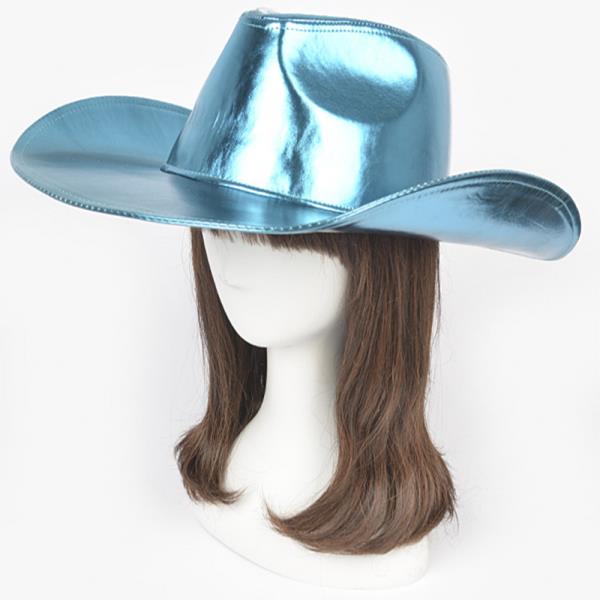 METALLIC FAUX LEATHER COWBOY HAT