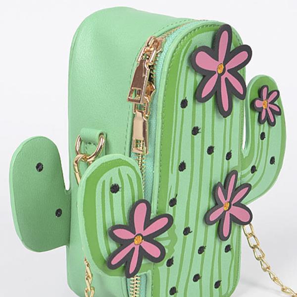 FAUX LEATHER CACTUS CROSSBODY BAG