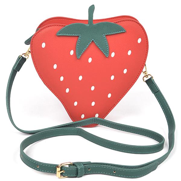 FAUX SUEDE STRAWBERRY NOVELTY BAG