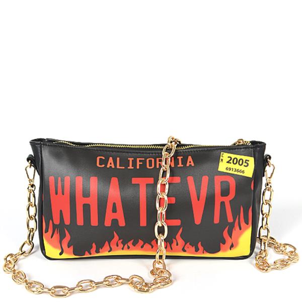 LICENSE PLATE PRINTED CROSSBODY BAG