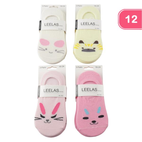 CUTE LINER SOCKS 3 PAIR SET (4 UNITS)