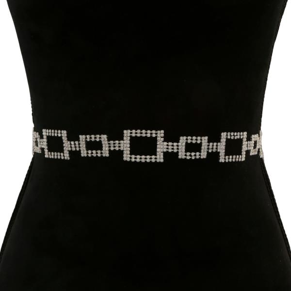 RECTANGLE LINK RHINESTONE BELT