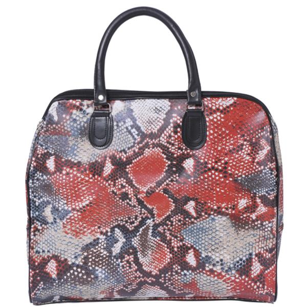 FAUX LEATHER SNAKE PRINT CARRY ON TOTE TRAVEL LUGGAGE HANDBAG