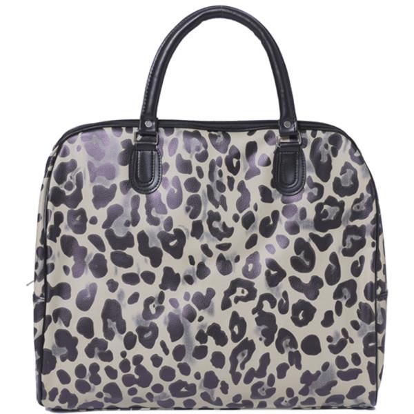 FAUX LEATHER LEOPARD PRINT CARRY ON TOTE TRAVEL LUGGAGE HANDBAG