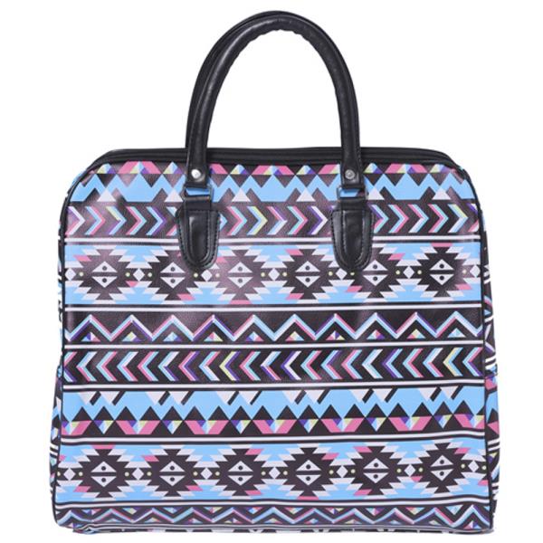 FAUX LEATHER BOHEMIAN PRINT CARRY ON TOTE TRAVEL LUGGAGE HANDBAG