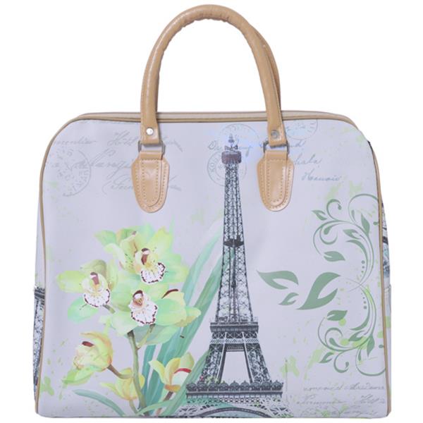 FAUX LEATHER PARIS PRINT CARRY ON TOTE TRAVEL LUGGAGE HANDBAG