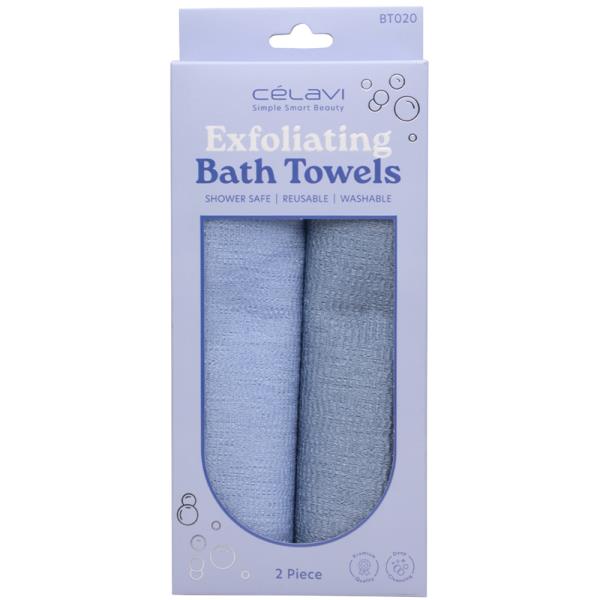 CELAVI EXFOLIATING BATH 2PC TOWELS SET BLUE