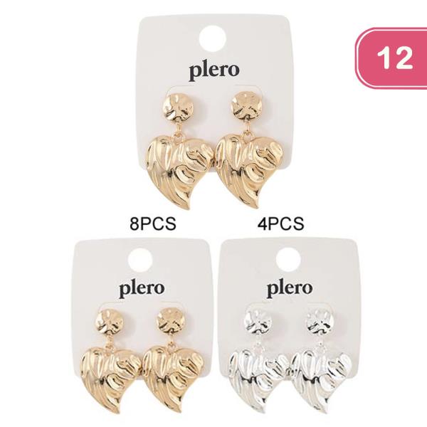 METAL HEART DANGLE EARRING (12 UNITS)