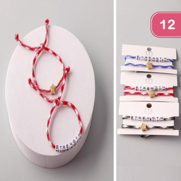 STRENGTH STAR DUAL CORD STRING BRACELET 2PCS SET (12 UNITS)