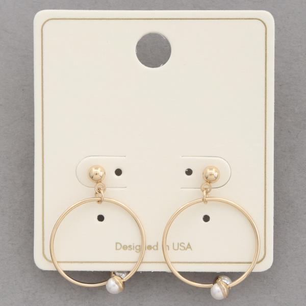 PEARL BEAD HOOP METAL EARRING