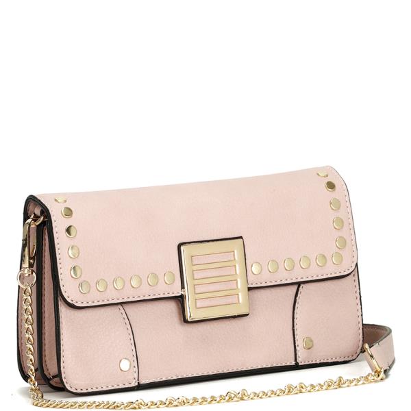 TEXTURE STUDDED FLAP CROSSBODY BAG