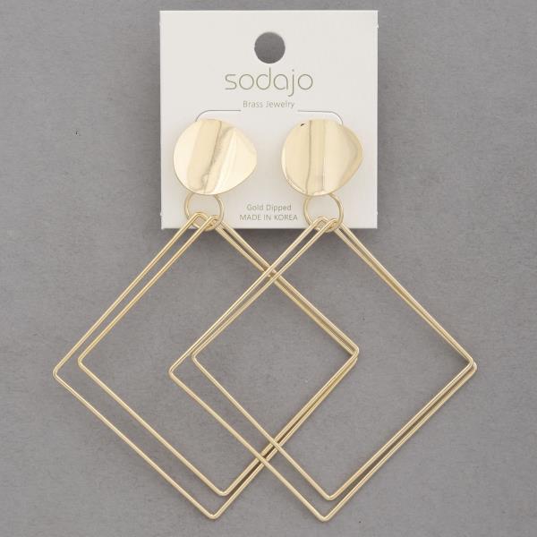 SODAJO GEO SHAPE DANGLE GOLD DIPPED EARRING