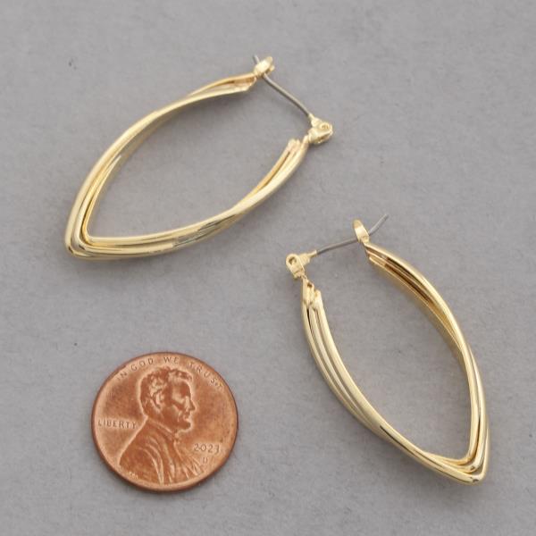 SODAJO POINTED OVAL GOLD DIPPED EARRING