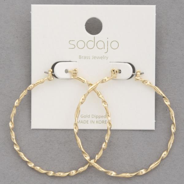 SODAJO TWISTED LINK GOLD DIPPED HOOP EARRING