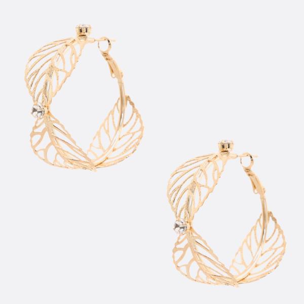 SODAJO LEAF PATTERN GOLD DIPPED EARRING