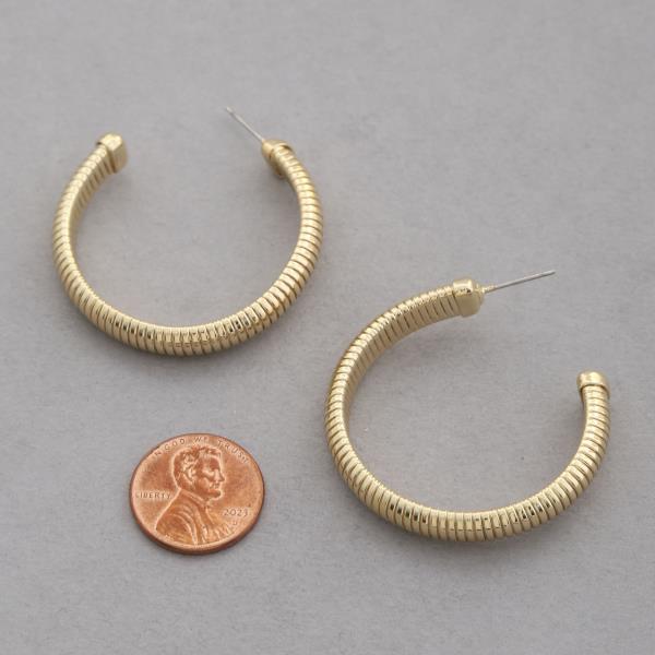 SODAJO LINED OPEN HOOP GOLD DIPPED EARRING