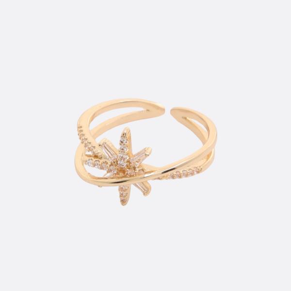 SODAJO FLOWER CRISS CROSS ADJUSTABLE RING