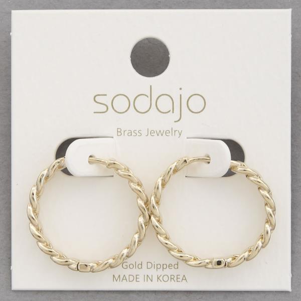 SODAJO BRAIDED GOLD DIPPED HOOP EARRING