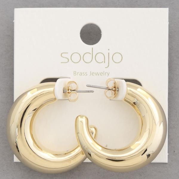 SODAJO TUBE OPEN HOOP GOLD DIPPED EARRING