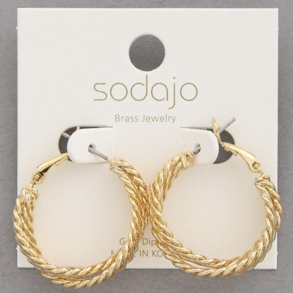 SODAJO DOUBLE TWISTED GOLD DIPPED HOOP EARRING