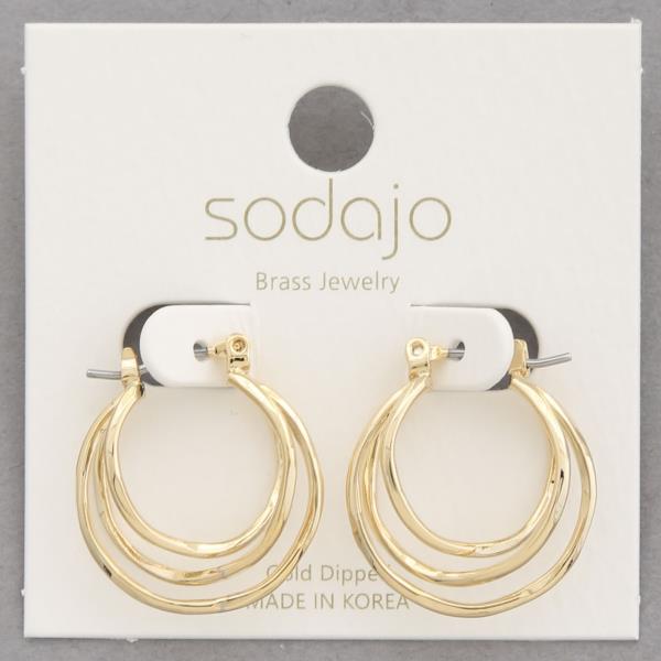 SODAJO TRIPLE HOOP GOLD DIPPED EARRING