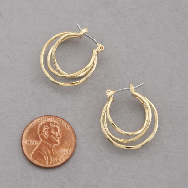 SODAJO TRIPLE HOOP GOLD DIPPED EARRING