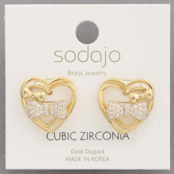 SODAJO HEART CZ GOLD DIPPED EARRING