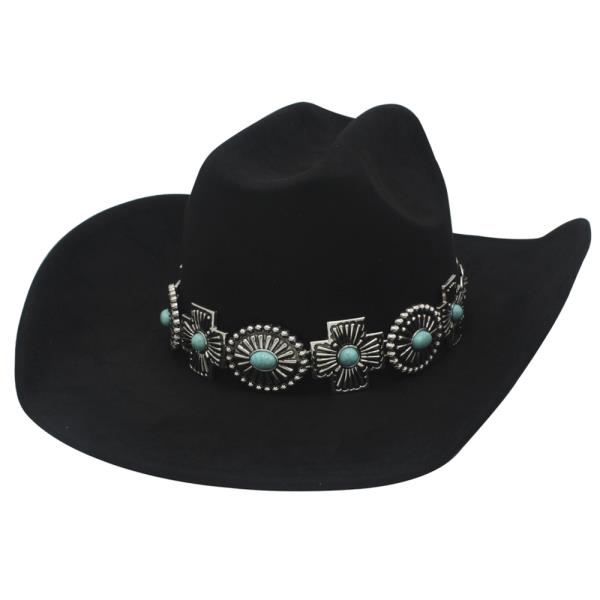 CROSS & CONCHO BEAM BANDED COWBOY HAT