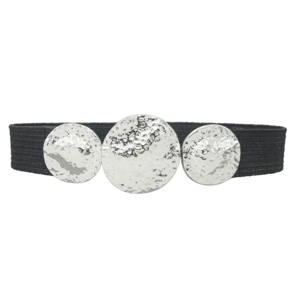 POUNDED ORGANIC DISC OPEN FRONT STRAW ELASTIC BELT