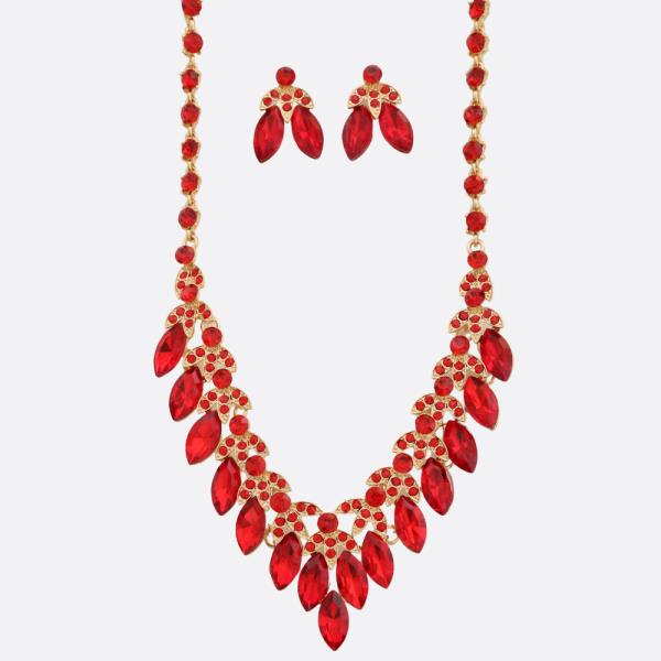 MARQUISE RHINESTONE METAL NECKLACE