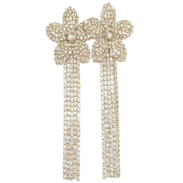 FLOWER RHINESTONE DANGLE EARRING