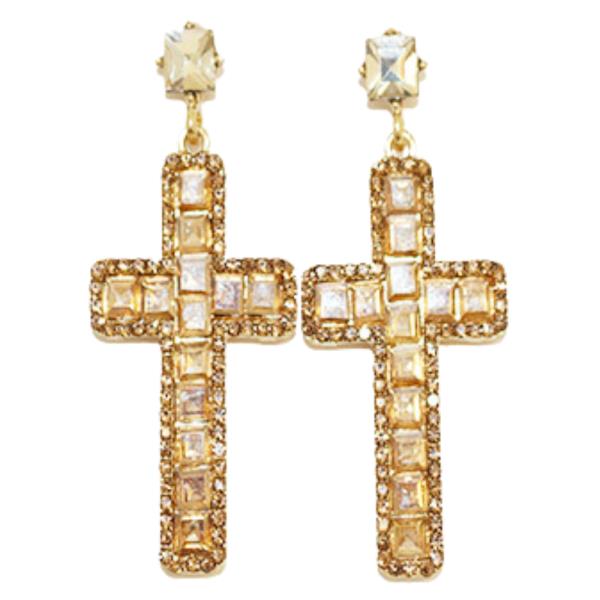 CROSS RHINESTONE DANGLE EARRING