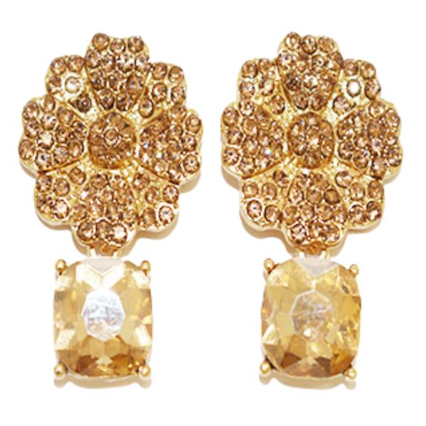 FLOWER SHAPE RHINESTONE DANGLE EARRING