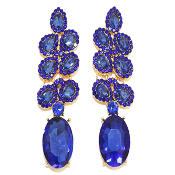 TEARDROP OVAL LINK RHINESTONE DANGLE EARRING