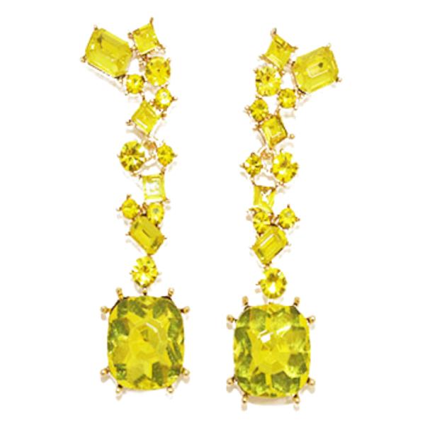 SQUARE LINK RHINESTONE DANGLE EARRING