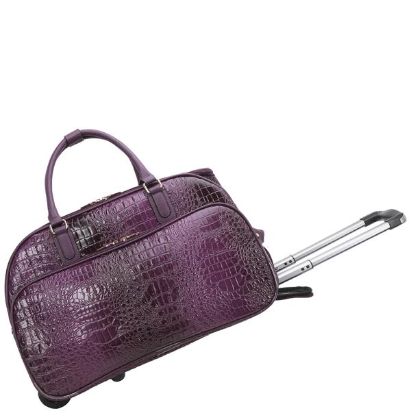 CROC TEXTURED DESIGN ROLLING HANDLE LUGGAGE