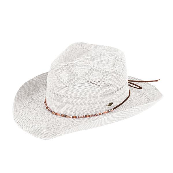 CC WOVEN COWBOY HAT WITH BEADED CHARM