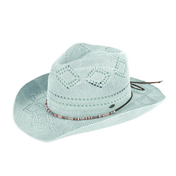 CC WOVEN COWBOY HAT WITH BEADED CHARM