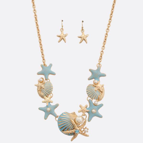 STARFISH SEASHELL LINK NECKLACE