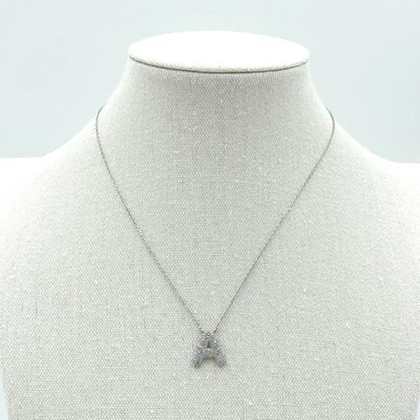 14K WHITE GOLD DIPPED TEXTURED INITIAL NECKLACE