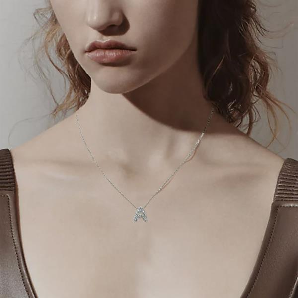 14K WHITE GOLD DIPPED TEXTURED INITIAL NECKLACE