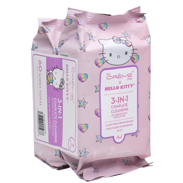 THE CREME SHOP X HELLO KITTY 3IN1 COMPLETE CLEANSING 30 ESSENCE RICH TOWELETTES SET OF 2