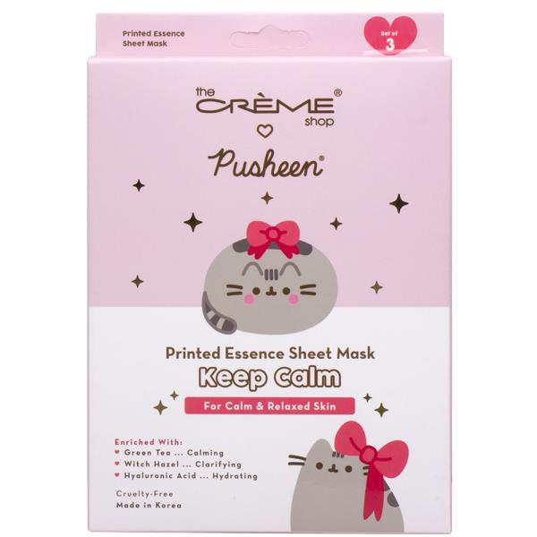 THE CREME SHOP X PUSHEEN KEEP CALM PRINTED ESSENCE SHEET MASK SET OF 3