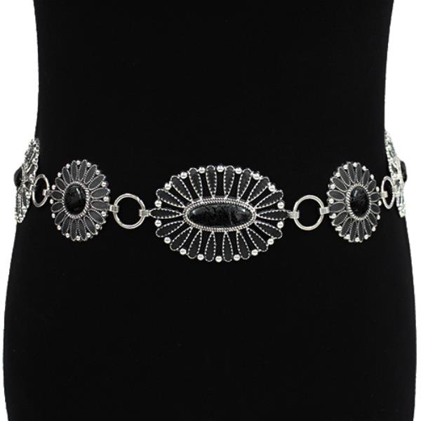 WESTERN STYLE CONCHO STONE CHAIN BELT