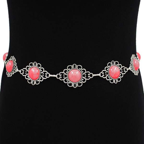 WESTERN STYLE CONCHO STONE CHAIN BELT