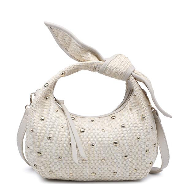WOVEN KNOT STUD CROSSBODY BAG