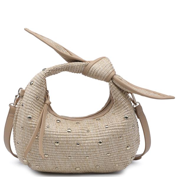 WOVEN KNOT STUD CROSSBODY BAG