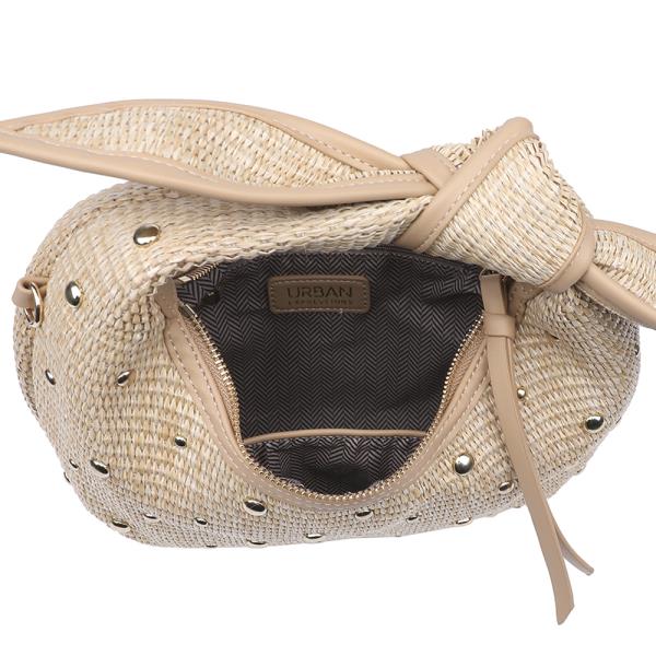 WOVEN KNOT STUD CROSSBODY BAG