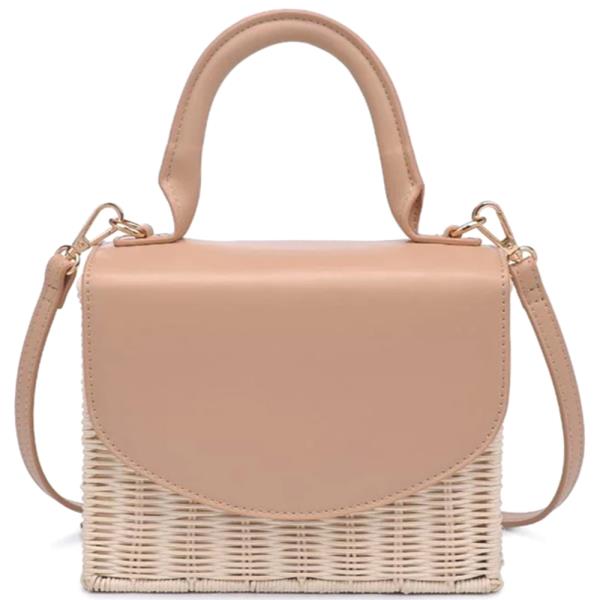 WOVEN STRAW CLEMENTINE CROSSBODY BAG