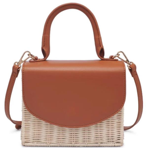 WOVEN STRAW CLEMENTINE CROSSBODY BAG